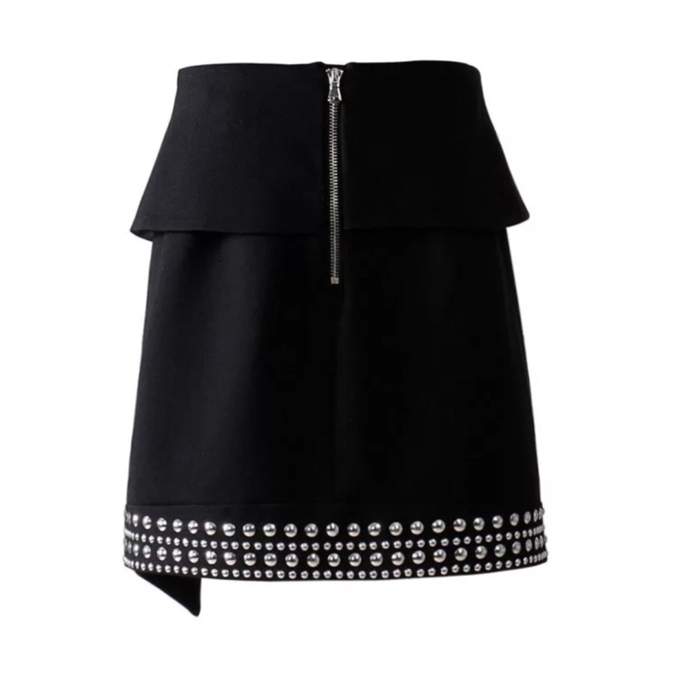🌺 Black Metal Stud Asymmetrical Skirt - Picture 5 of 8